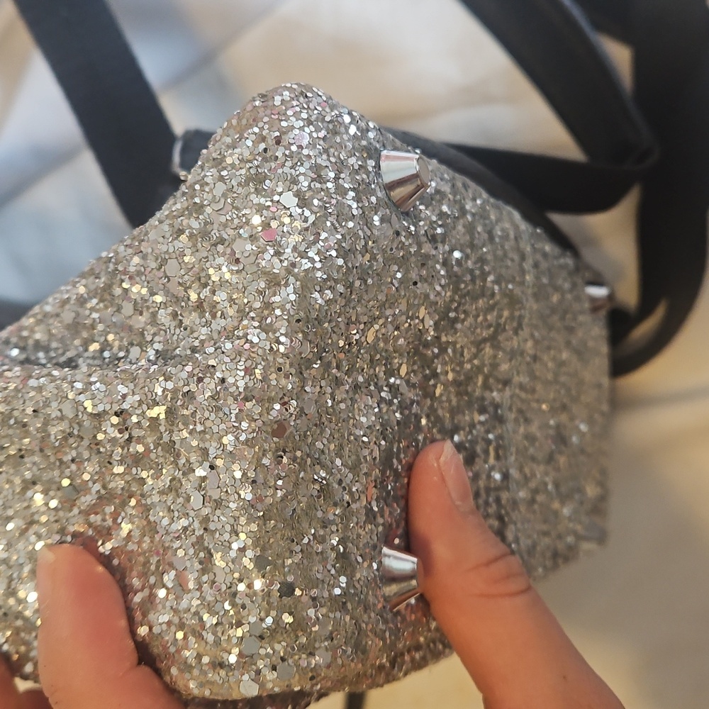 Chiara Ferragni Silver Glitter Eye Backpack - Picture 13 of 14